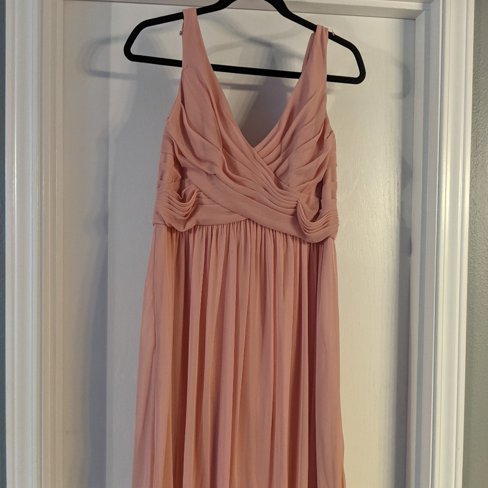 David's Bridal Knee-length Pink Bridesmaid Dress